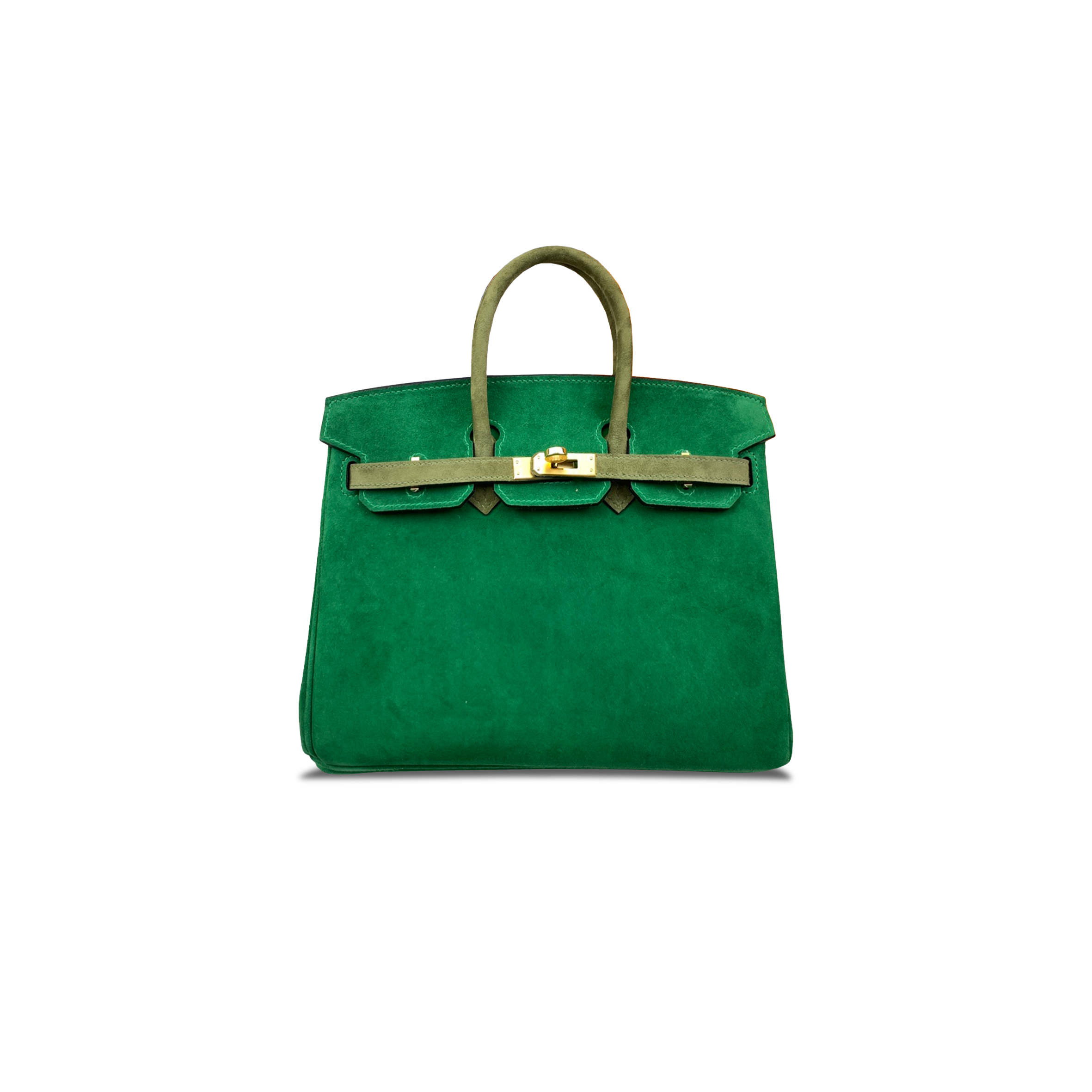 H**mes master birkin 25 chamois bamboo green and jungle green horseshoe print gold buckle h028369cc90 (25*20*13cm)